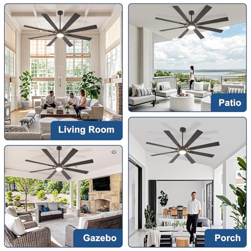 BvenuBigLite large ceiling fan showing wood grain blade finish