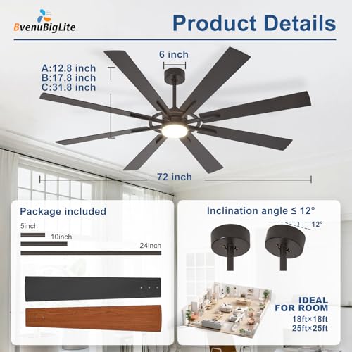 BvenuBigLite fan installed in a large living room