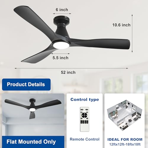 Depuley black ceiling fan with light turned on