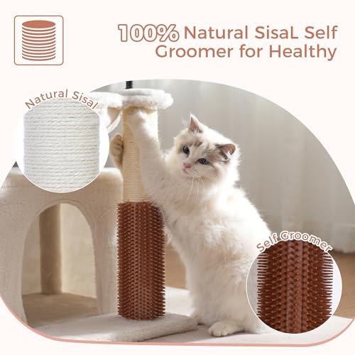 Sisal-covered scratching posts on Pawfessor tower