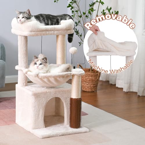 Removable padded perch on Pawfessor cat tree