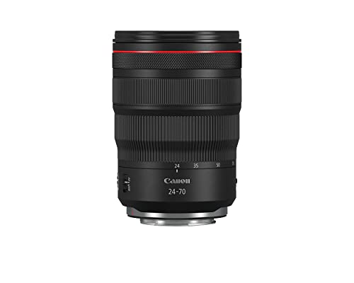 Canon RF 24-70mm lens with hood attached