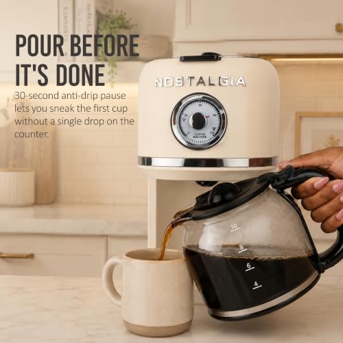 Cream colored Nostalgia coffee maker side profile