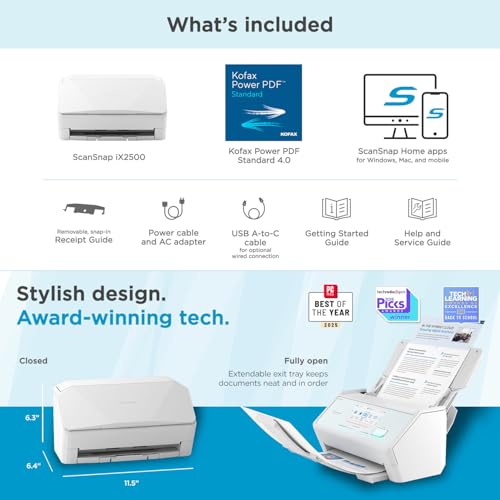 ScanSnap iX2500 compact white scanner