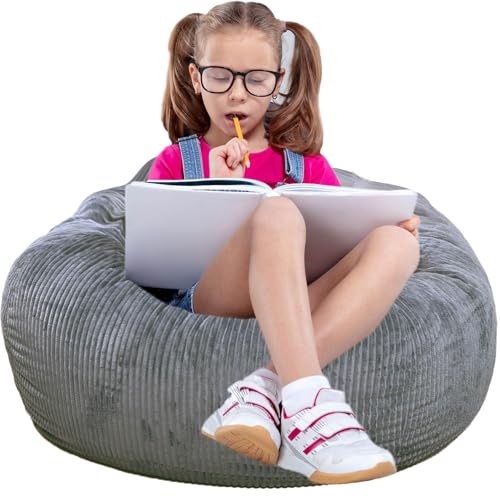 Kisoy grey faux fur bean bag chair