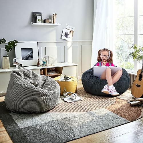 Side view of 2.5 foot round bean bag