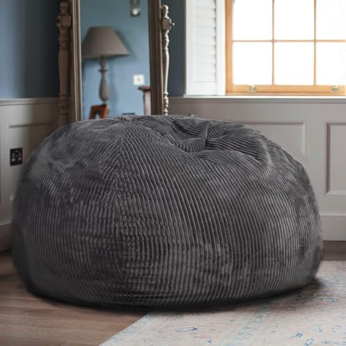 Full view of grey bean bag in bedroom