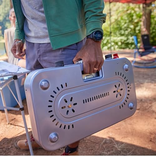 Coleman stove closed with carry handle