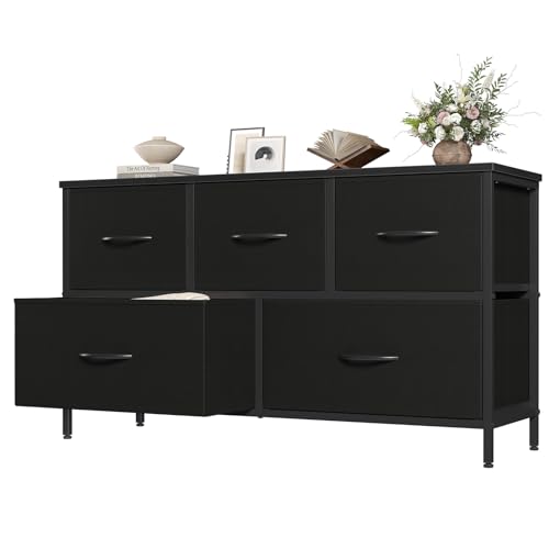 OLIXIS 5 Drawer Black Dresser full view