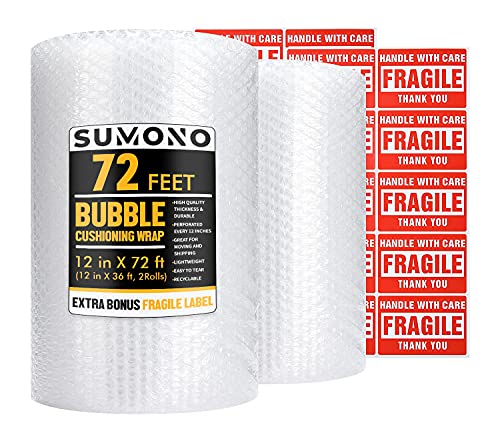 Sumono bubble cushioning wrap roll 72 feet total