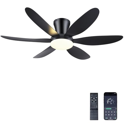 GJeg 42-inch black low profile ceiling fan with light