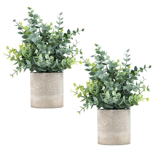 Coferset 2 Pack Small Fake Eucalyptus Plants in Sage Green