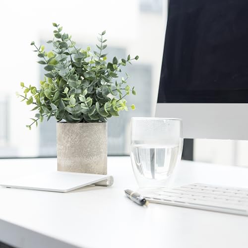 Office desk decor featuring Coferset fake plants