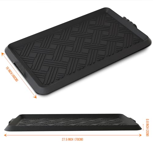Black rubber entryway mat for boots