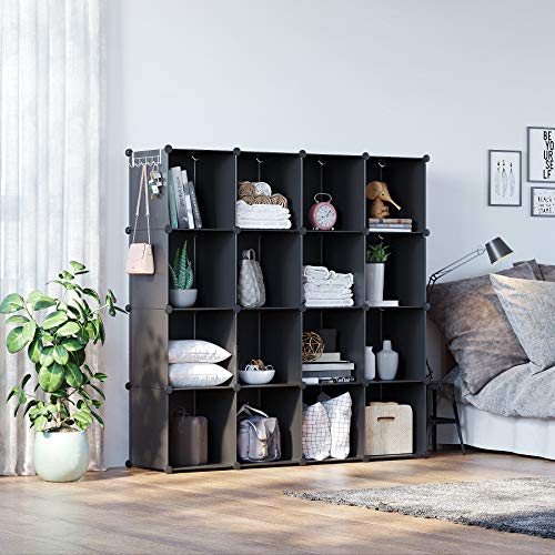 Side profile of 16-cube modular shelf