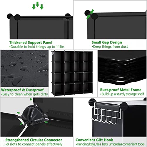Assembled black plastic storage cubes