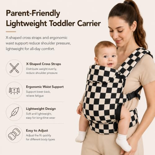 Parent wearing MOCKPOSE Baby Carrier in Checkerboard