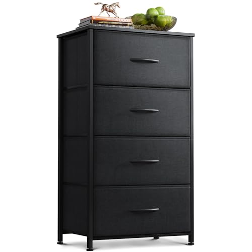 AODK Small 4-Drawer Dresser in Black