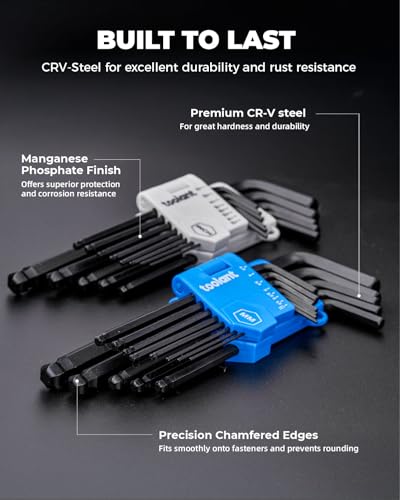 Close up of silver CR-V steel Allen wrenches