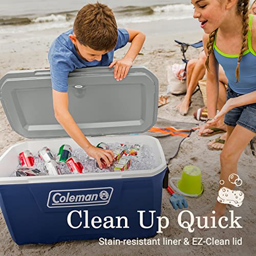 Coleman 70-Quart cooler showing heavy-duty handle