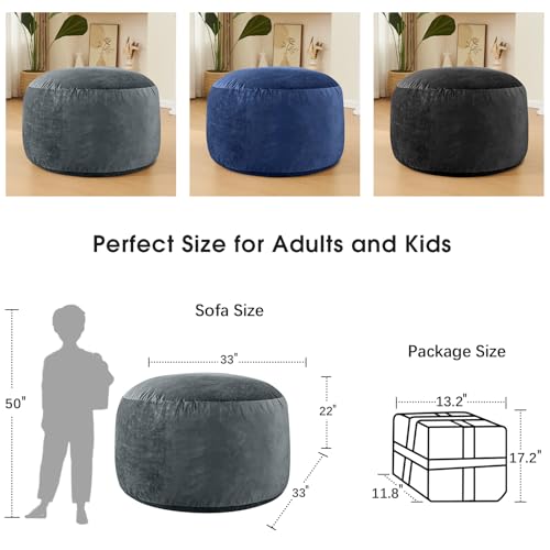 ILPEOD grey bean bag in a modern living room