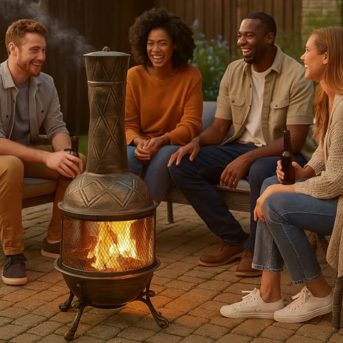 Oakland Living Elite Chimenea embossed diamond pattern detail