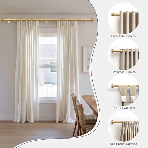 PORTRES brass curtain rod heavy duty metal tubes