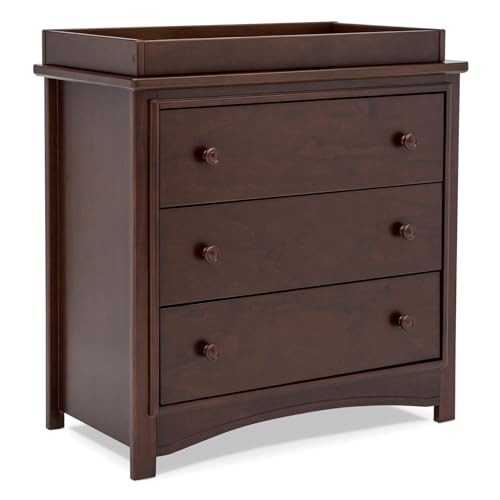 Delta Children Perry 3 Drawer Dresser Walnut Espresso front view