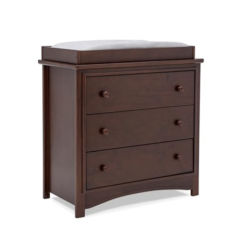 Assembled Delta Children dresser dimensions view