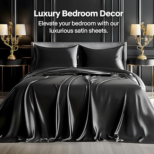 Close up of BEDELITE black satin fabric texture