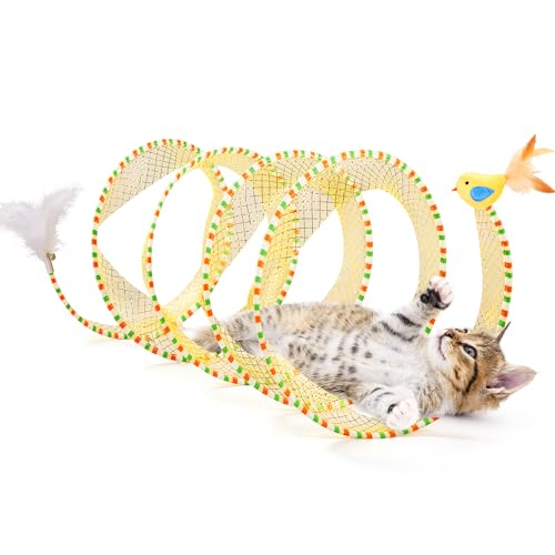Potaroma Spiral Tunnel Cat Toy Yellow Medium