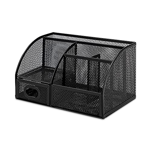 Top view of the Basics mesh office supply caddy