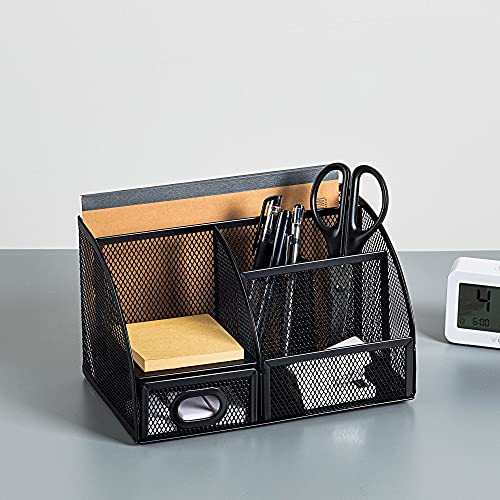 Rear angle of the Basics black metal desktop storage unit