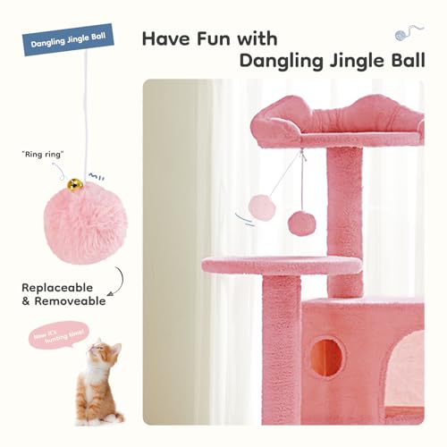 Side profile of DUMOS pink cat tree
