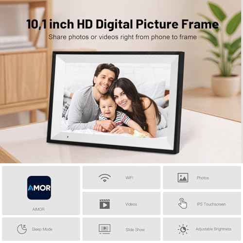 Side profile of Linkdaze digital frame with touch screen
