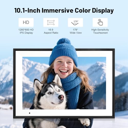 Close up of Linkdaze display showing vivid photo colors