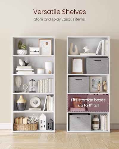 Bookshelf styled with decor and books