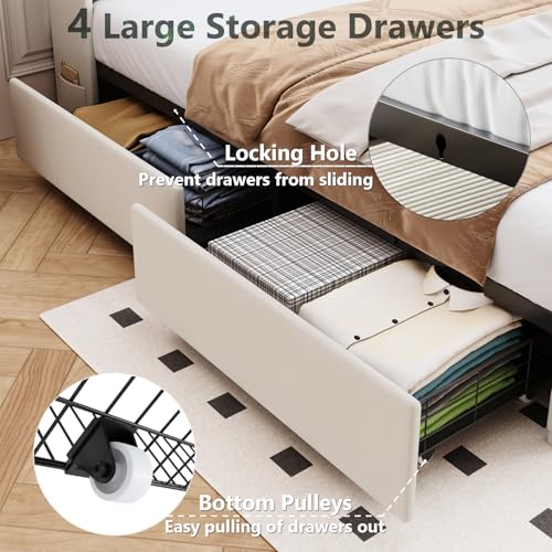 TIGUBFRE bed frame charging station with USB and power outlets