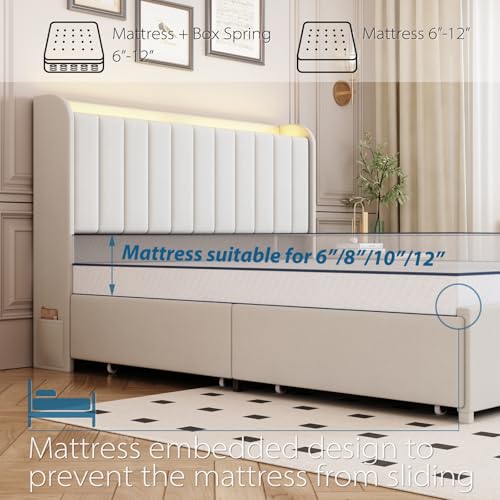 TIGUBFRE bed frame metal support legs and wood slats