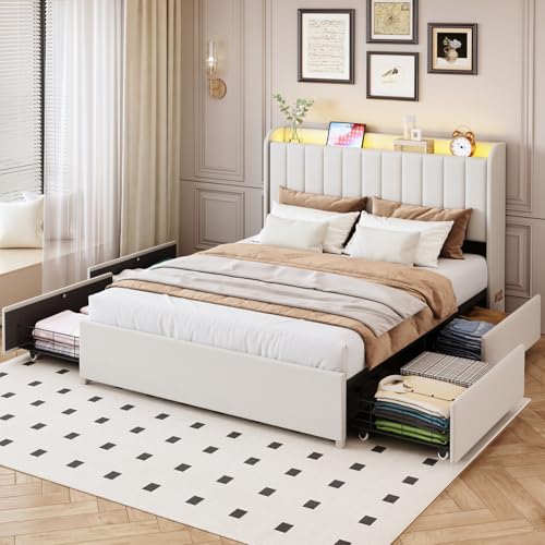 TIGUBFRE bed frame storage drawer assembly view