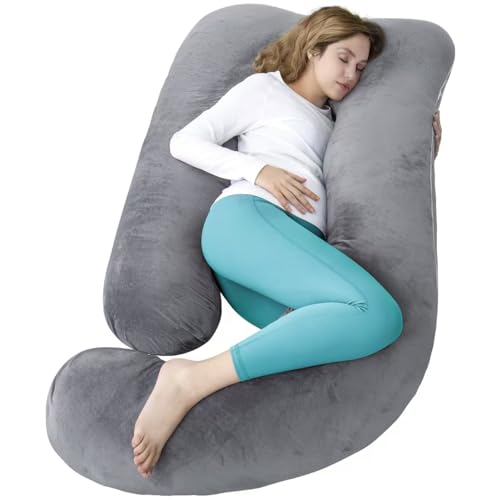 AMCATON 60 Inch U-Shaped pregnancy pillow in dark grey