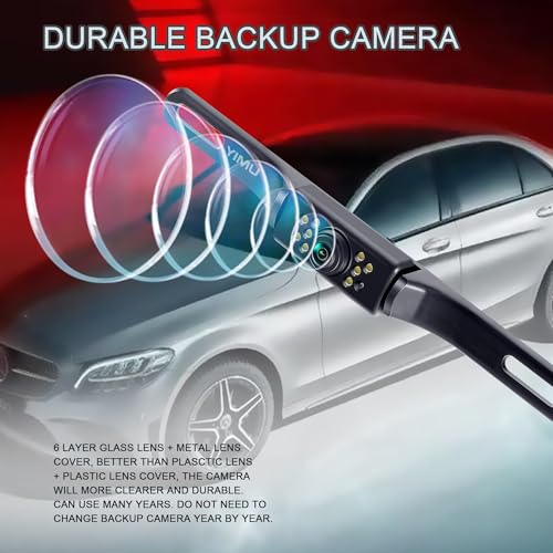 Close up of YIMU rear view camera lens and LEDs