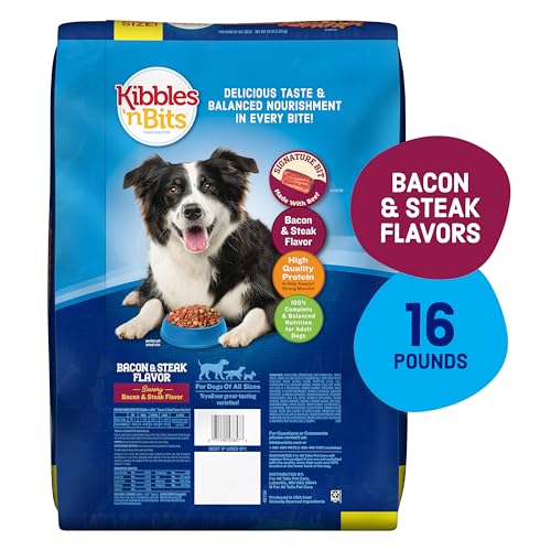 Close up of Kibbles 'n Bits bacon and steak kibble