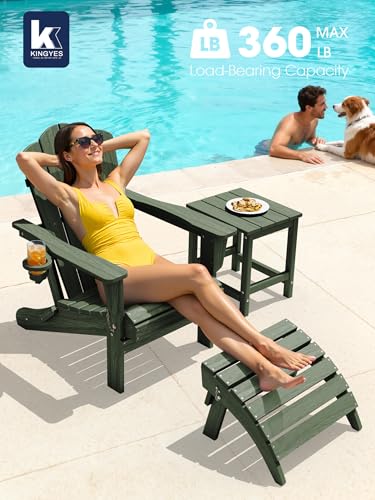 Front view of KINGYES avocado Adirondack chair set