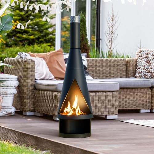 PikEtu 56.1 Inch Tall Cast Iron Chiminea front view