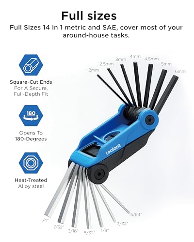 Blue CRV steel folding hex key tool