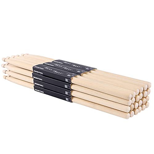 OIETON 5A Maple Wood Drum Sticks 12-Pair Bulk Pack