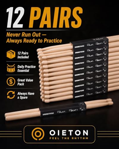 12 pairs of OIETON maple drumsticks in packaging