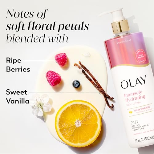 Olay body lotion application on skin