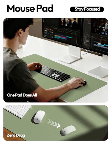 Non-slip suede backing on desk pad